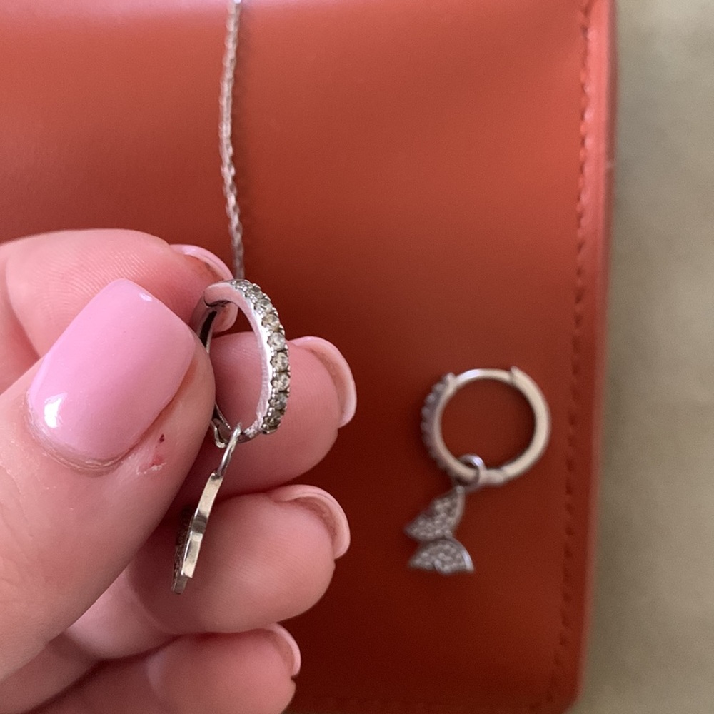 SHOP PAIGE NY Silver Butterfly Huggie Earrings - Picture 2 of 2